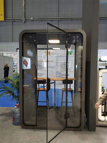 Medium black office privacy pods placed in the showroom